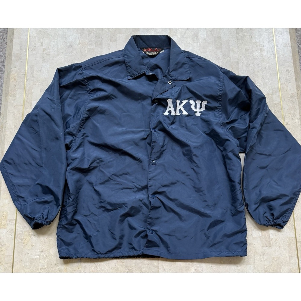 Vintage Alpha Kappa Psi fraternity Coach Windbreaker Nylon Snap Jacket Large